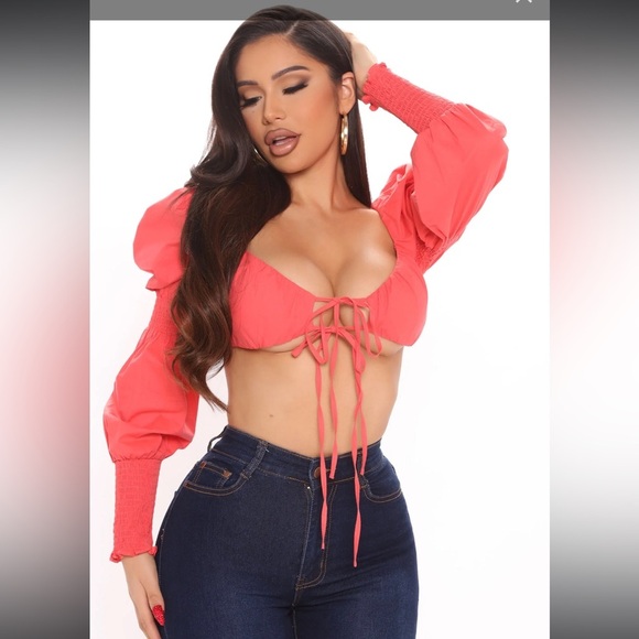 NWT! Gotta Have you Coral Large crop‎ top - Picture 6 of 8